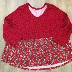 Woman Within Red Floral 4X Top. Like New!